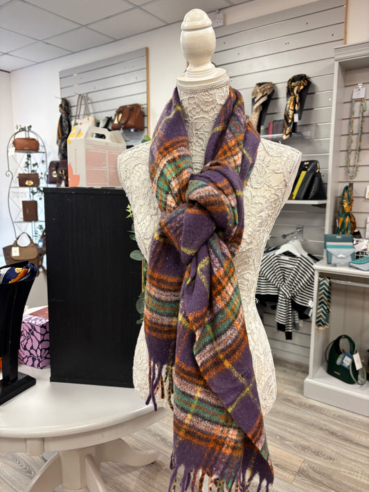Lara purple checked scarf