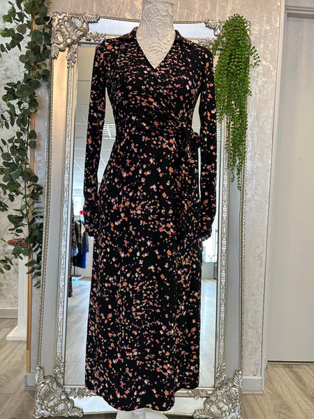 Dana Floral Print Midi Wrap Dress