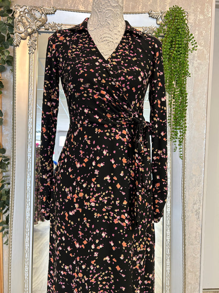 Dana Floral Print Midi Wrap Dress