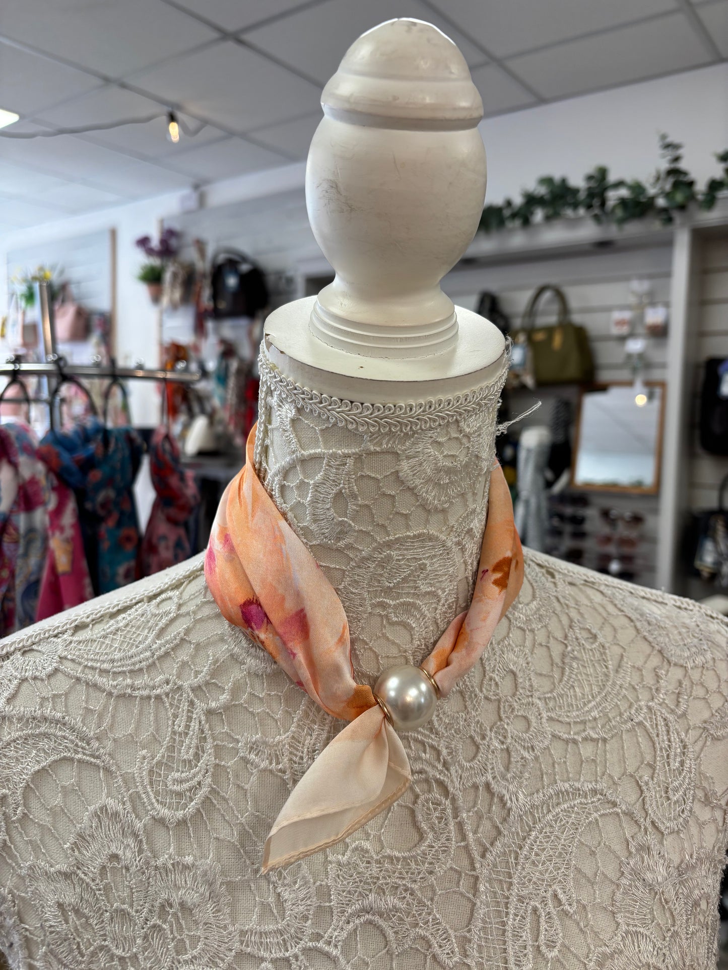 Lynz peach pearl scarf