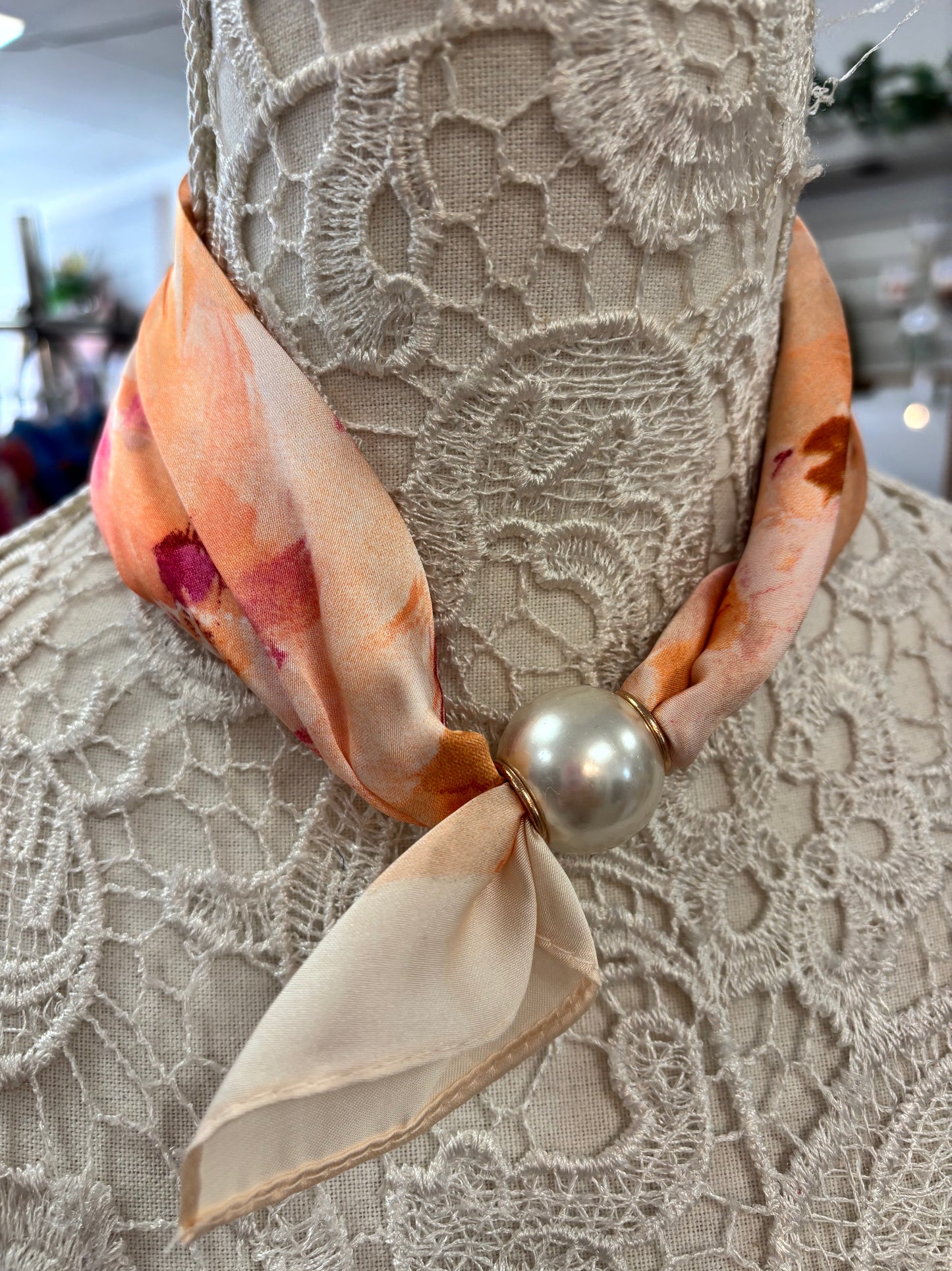 Lynz peach pearl scarf