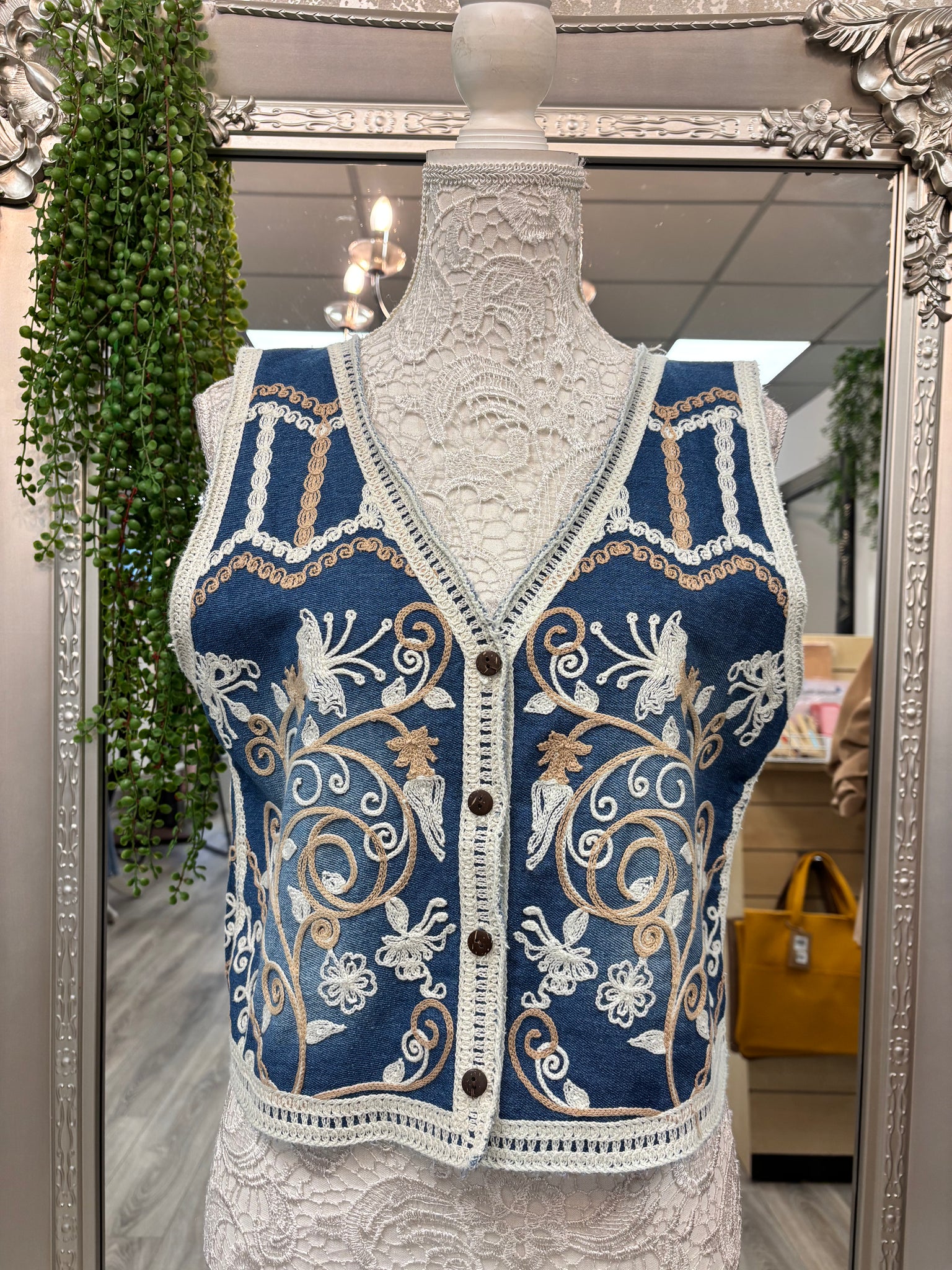 Shan Sleeveless denim waistcoat