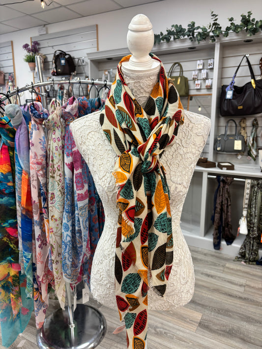 Ember leaf print scarf