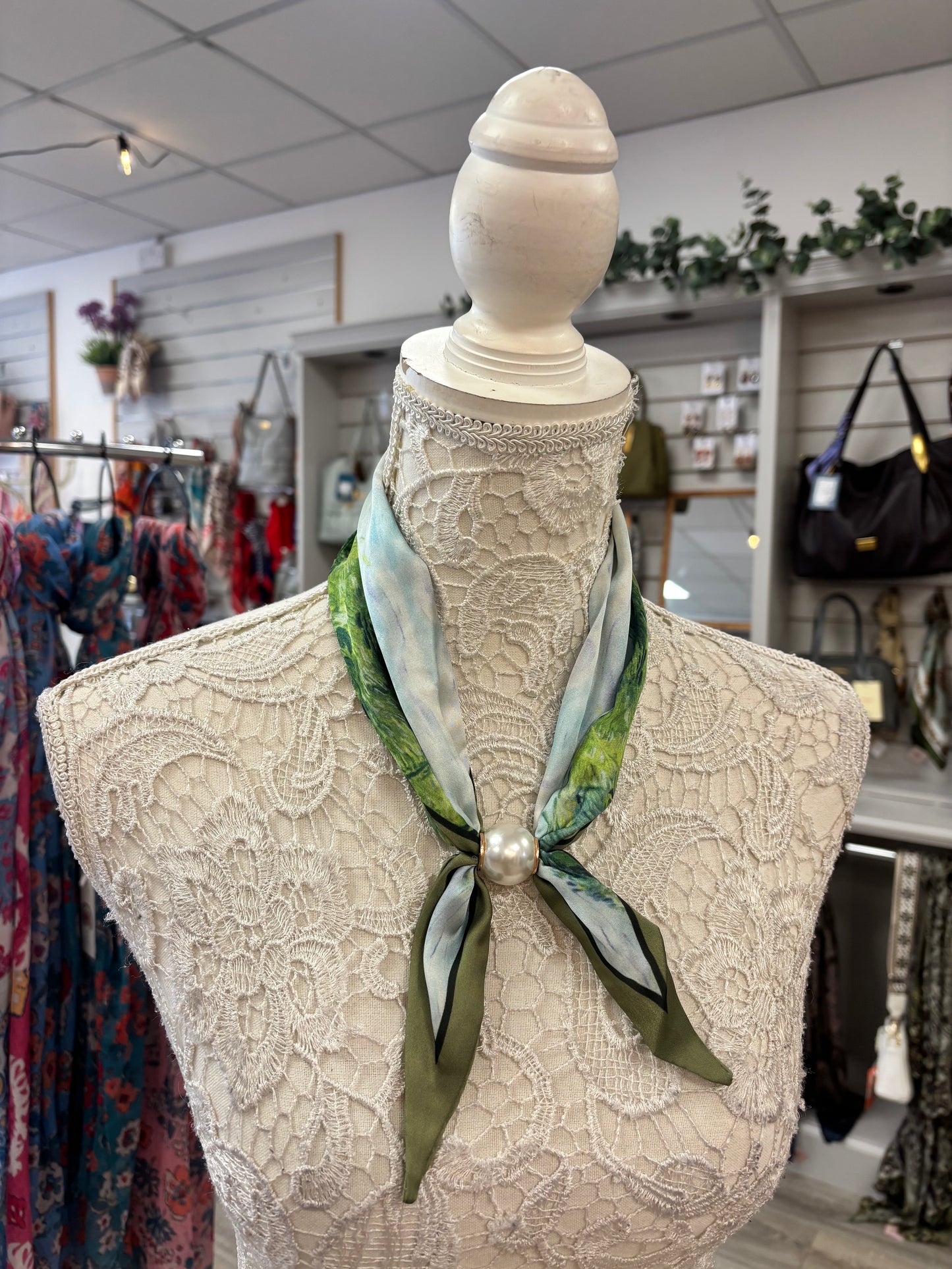 Joanie Green double tie scarf