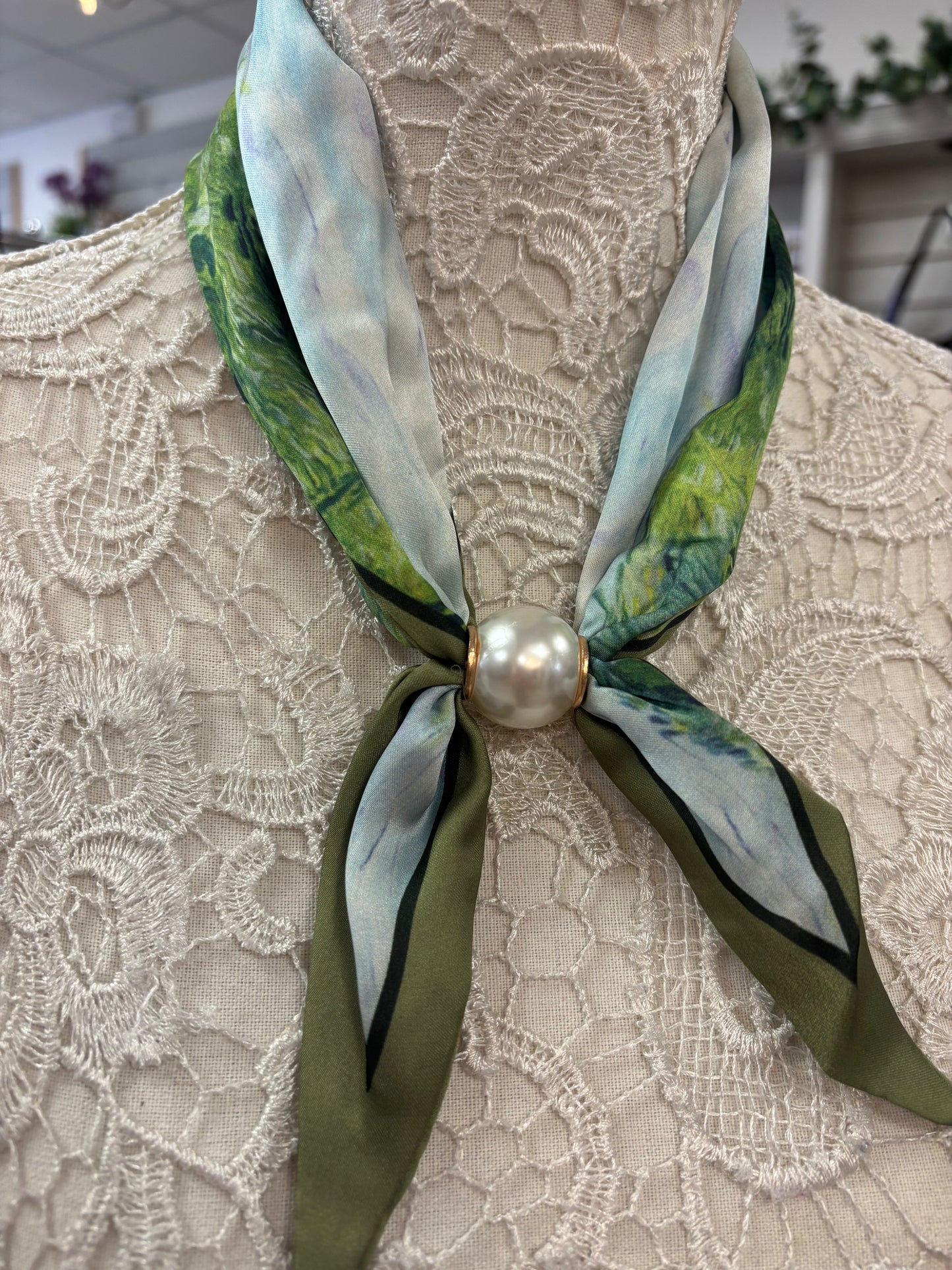 Joanie Green double tie scarf