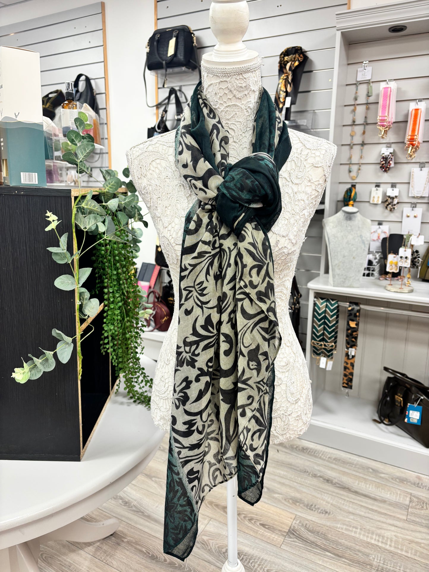 Iris leaf print scarf