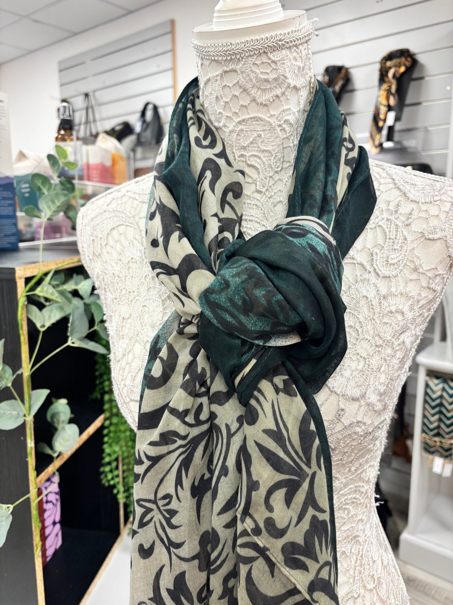 Iris leaf print scarf