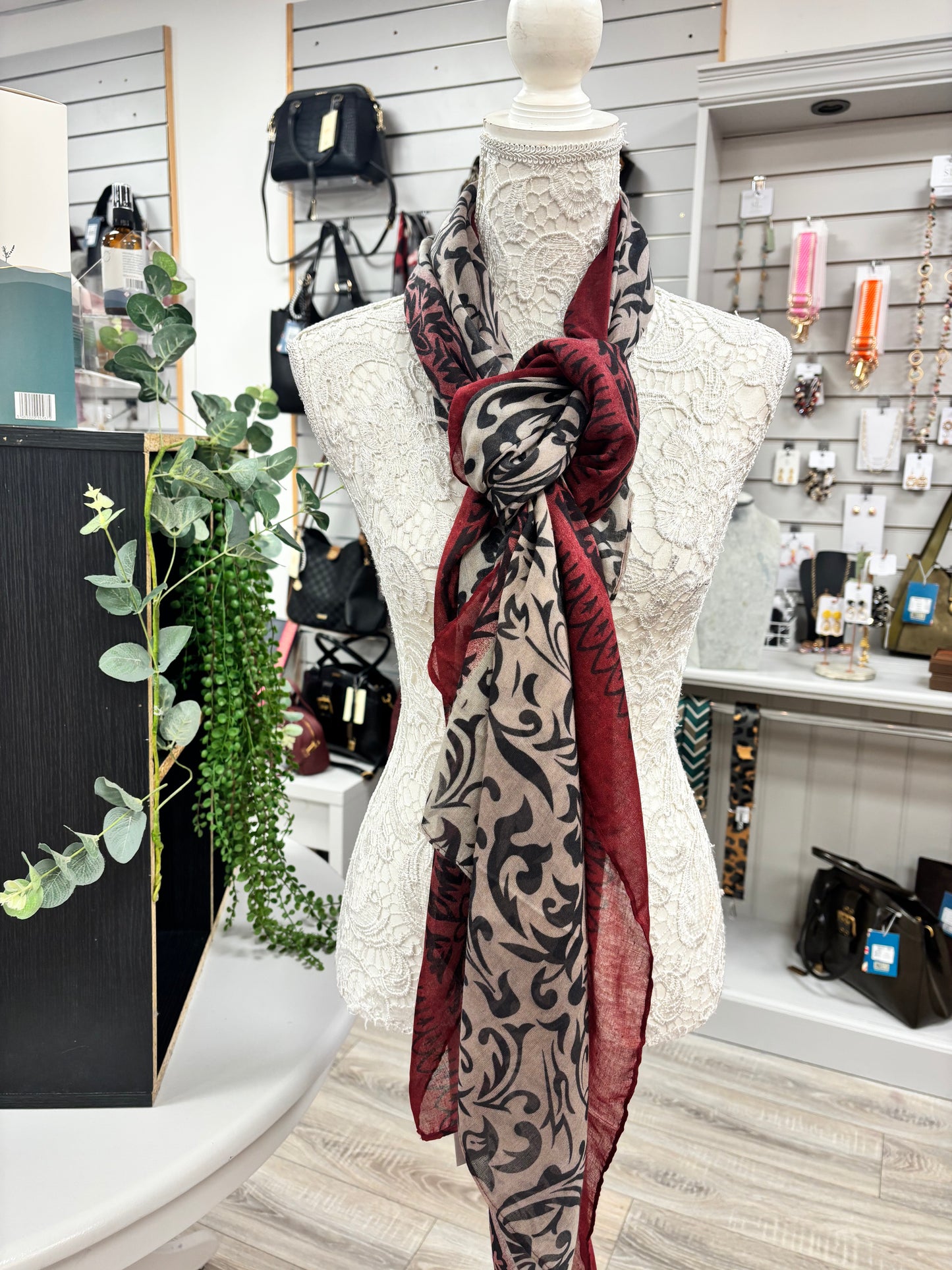 Iris leaf print scarf