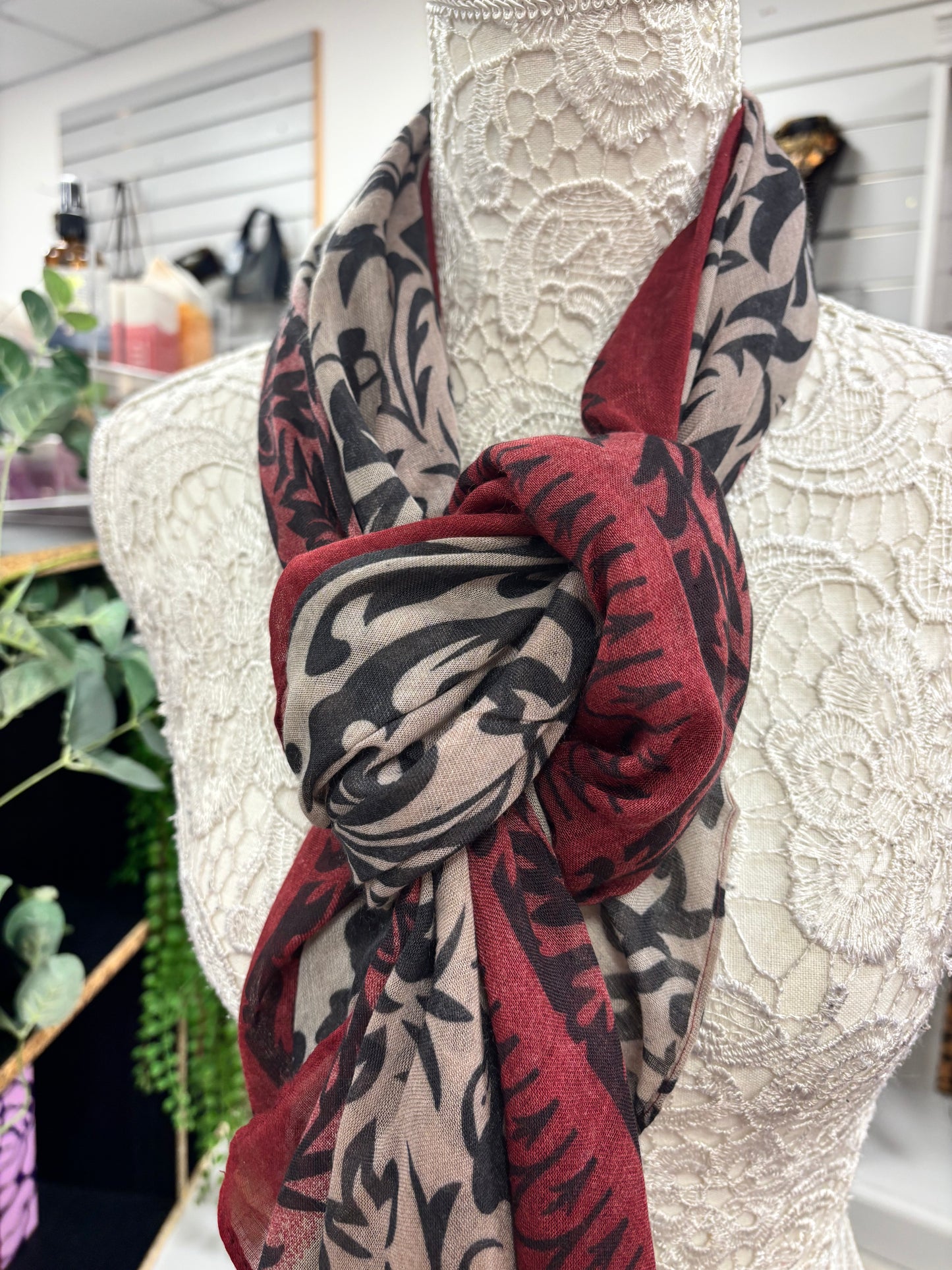 Iris leaf print scarf