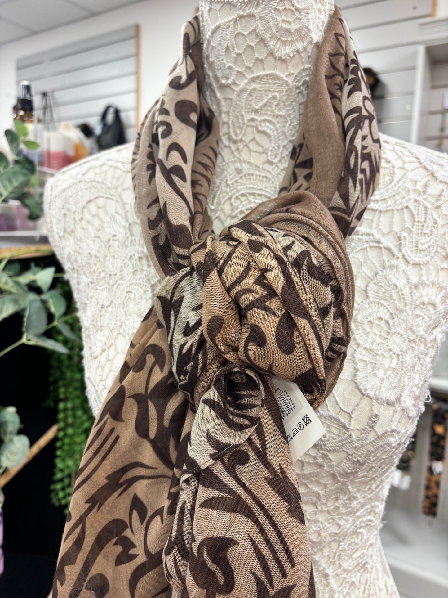 Iris leaf print scarf