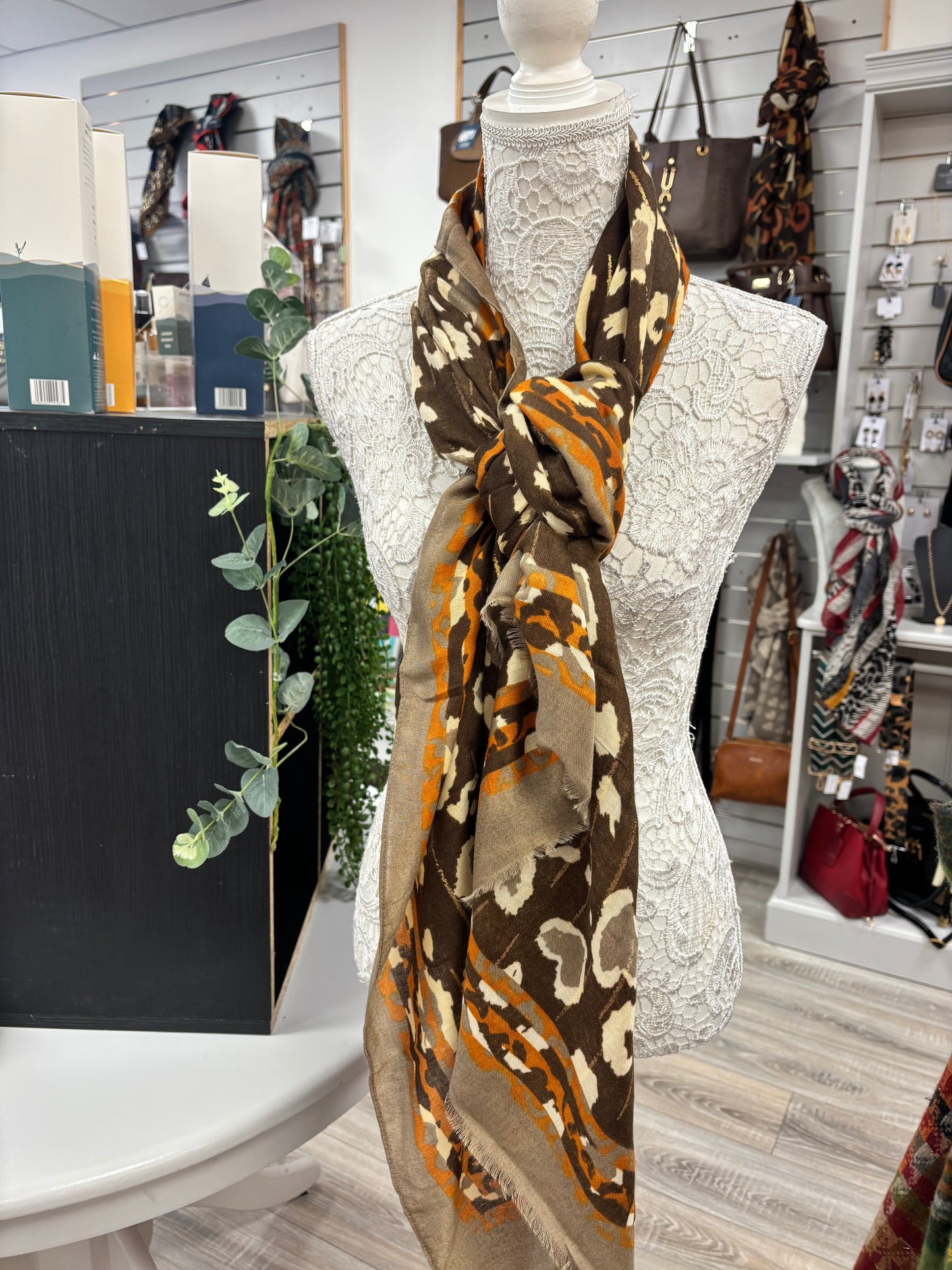 Saffron leopard print scarf