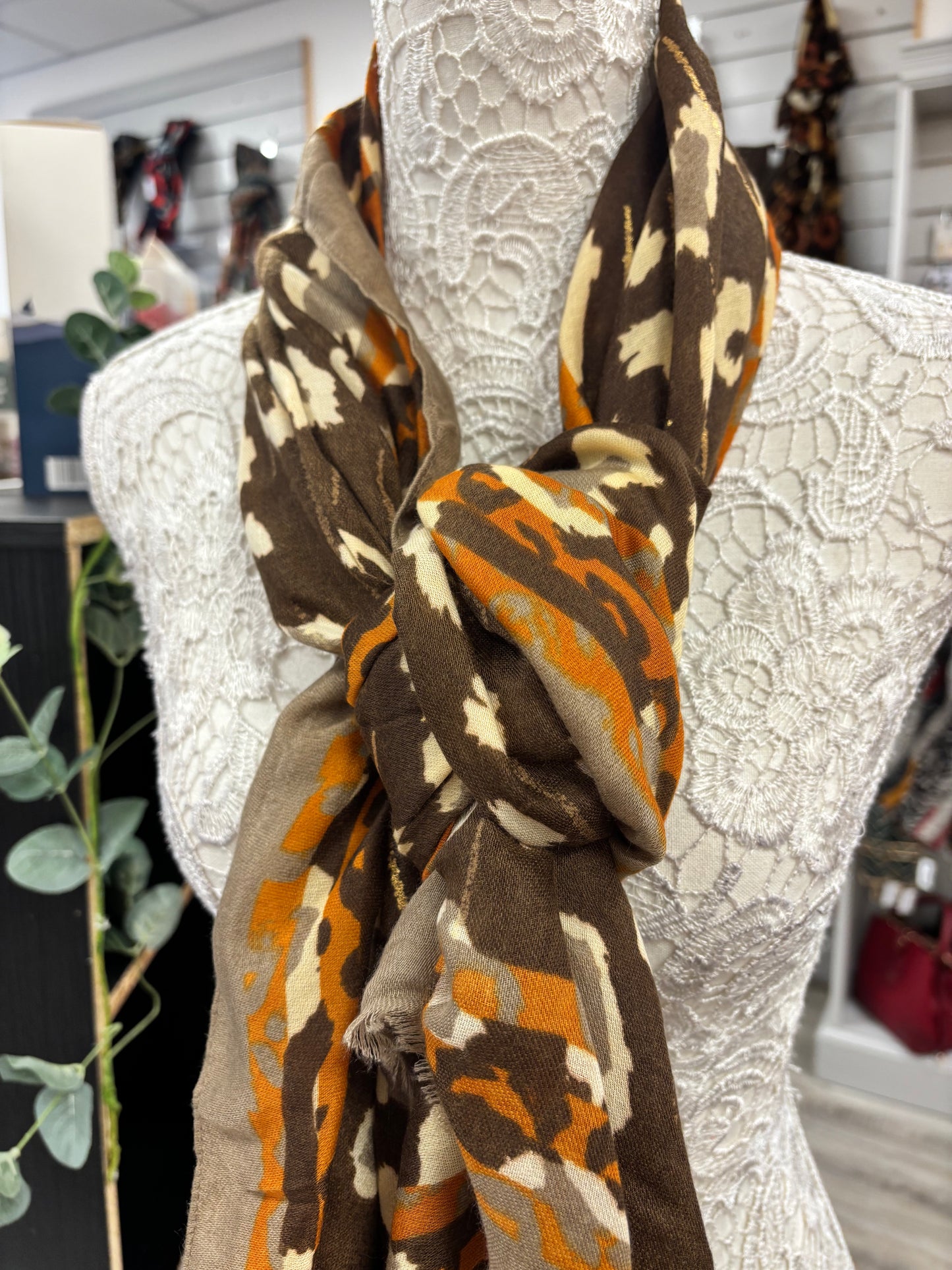 Saffron leopard print scarf
