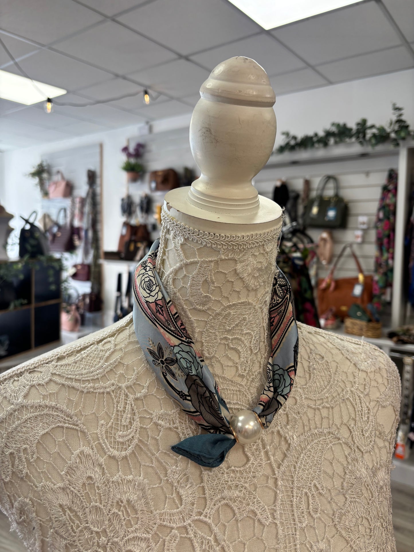 Raylene Rose print pearl scarf