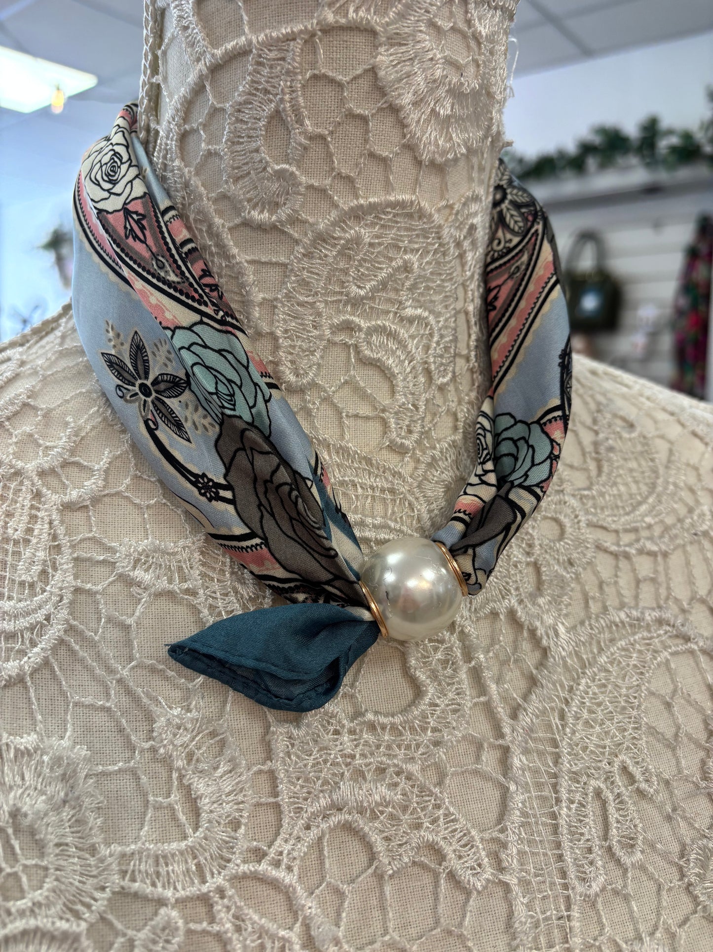 Raylene Rose print pearl scarf