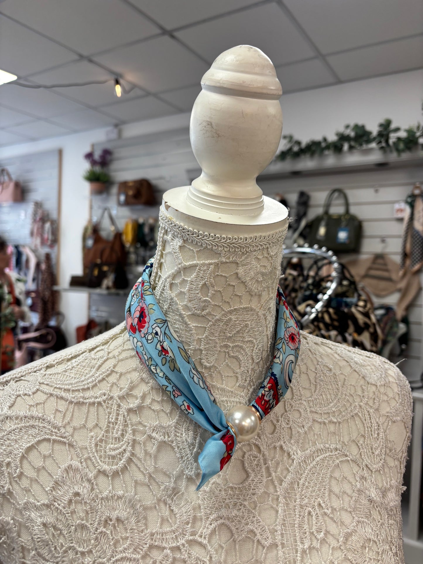 Tilly blue pearl scarf