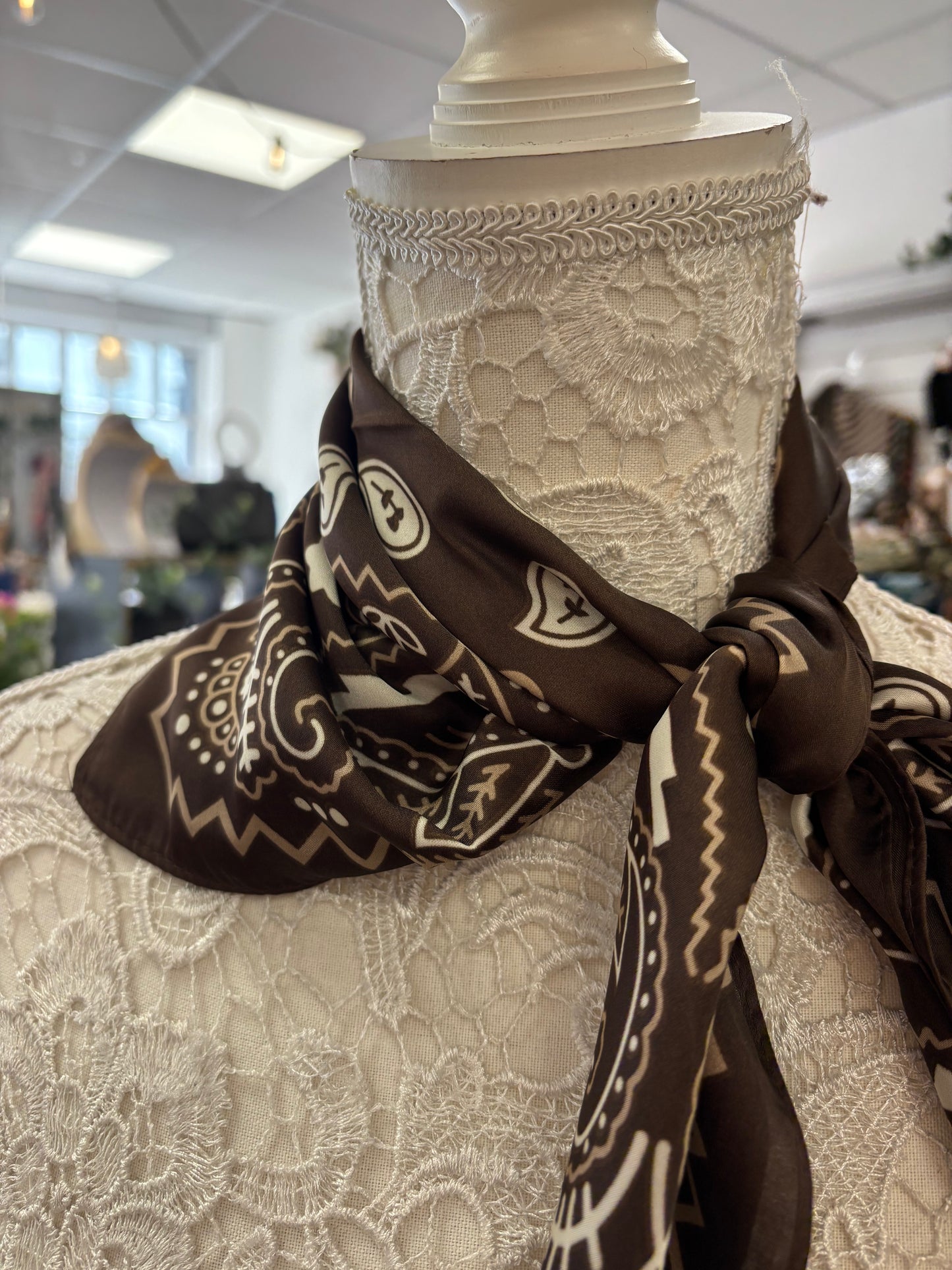 Rita Paisley brown scarf