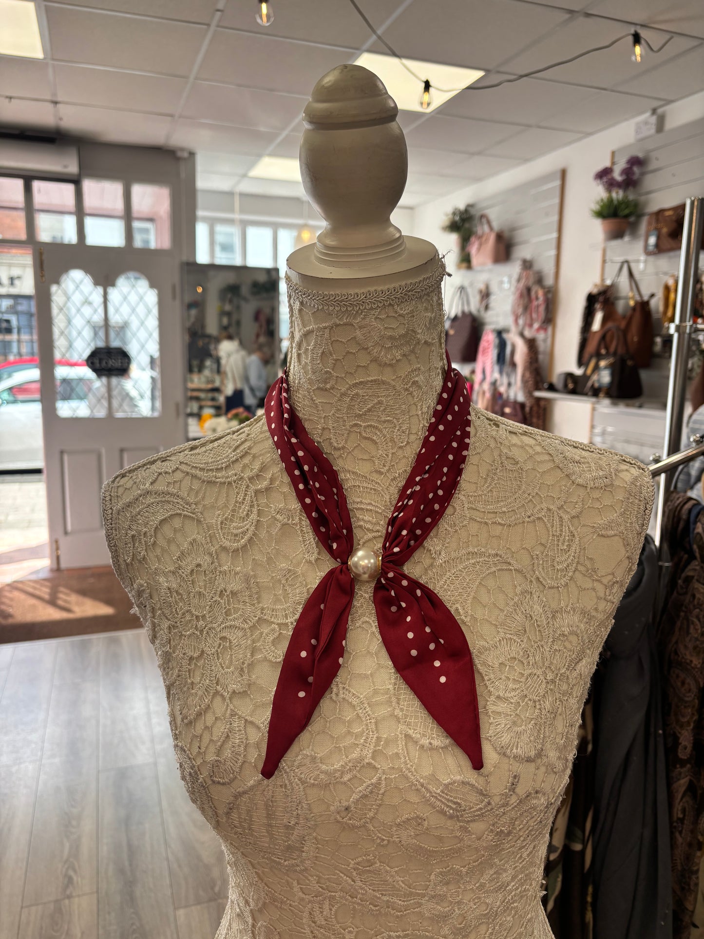 Scarlett polka dot pearl scarf