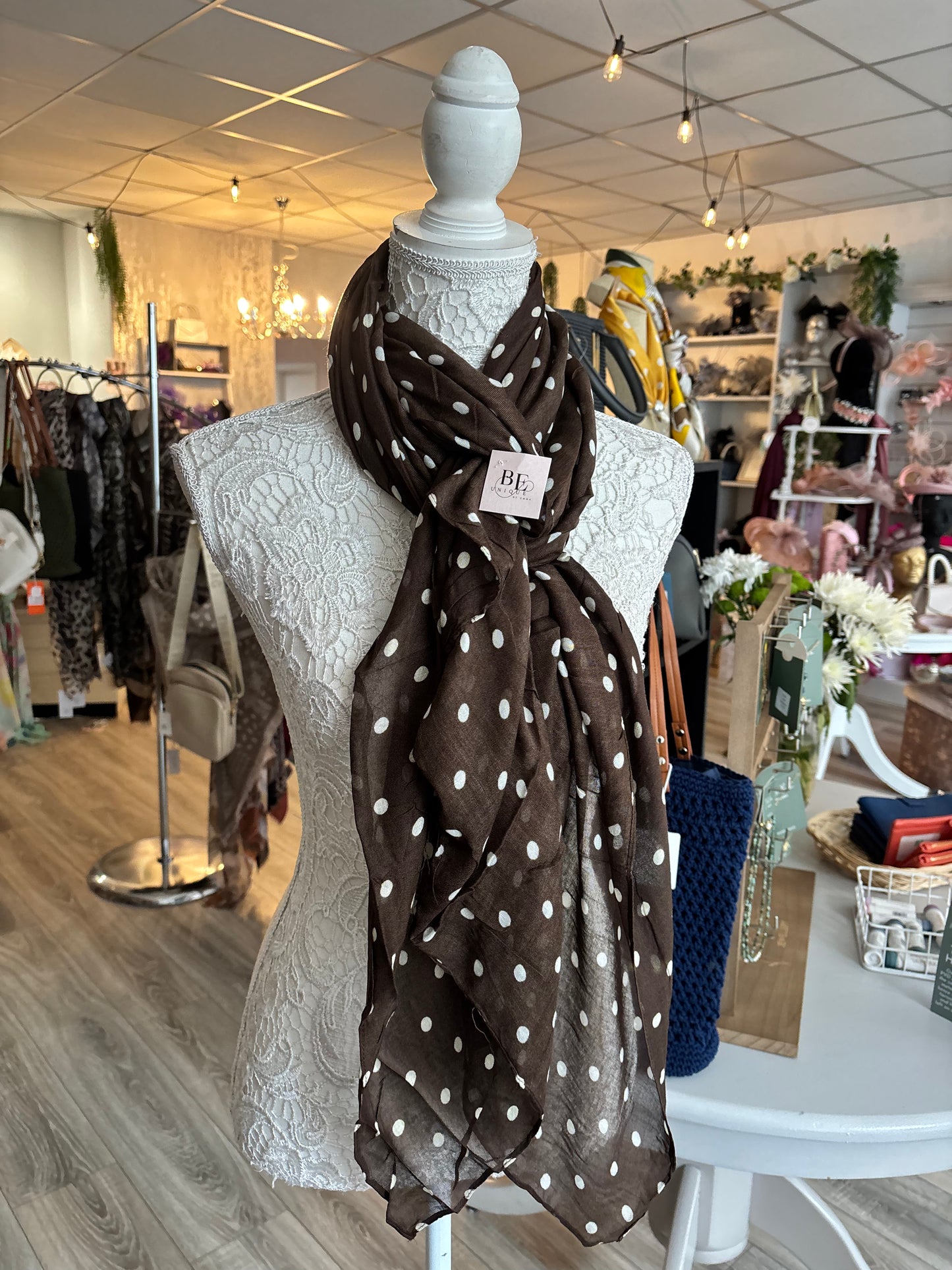 Kellie brown spot scarf