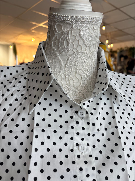 Faye spotty mock collar