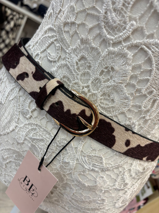 Cow print belt