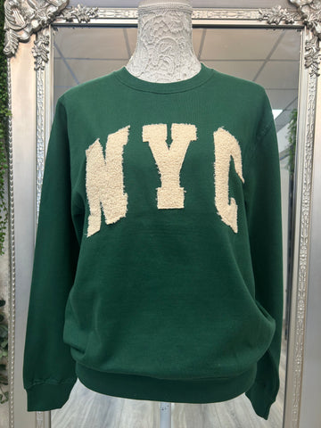 NYC Laser-Cut Bouclé Appliqué Sweatshirt