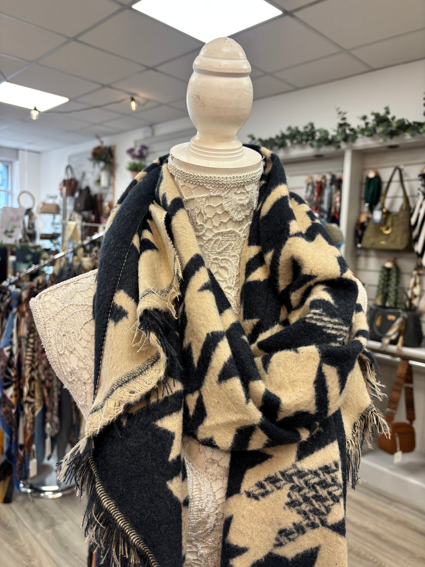Freda dog tooth check winter scarf