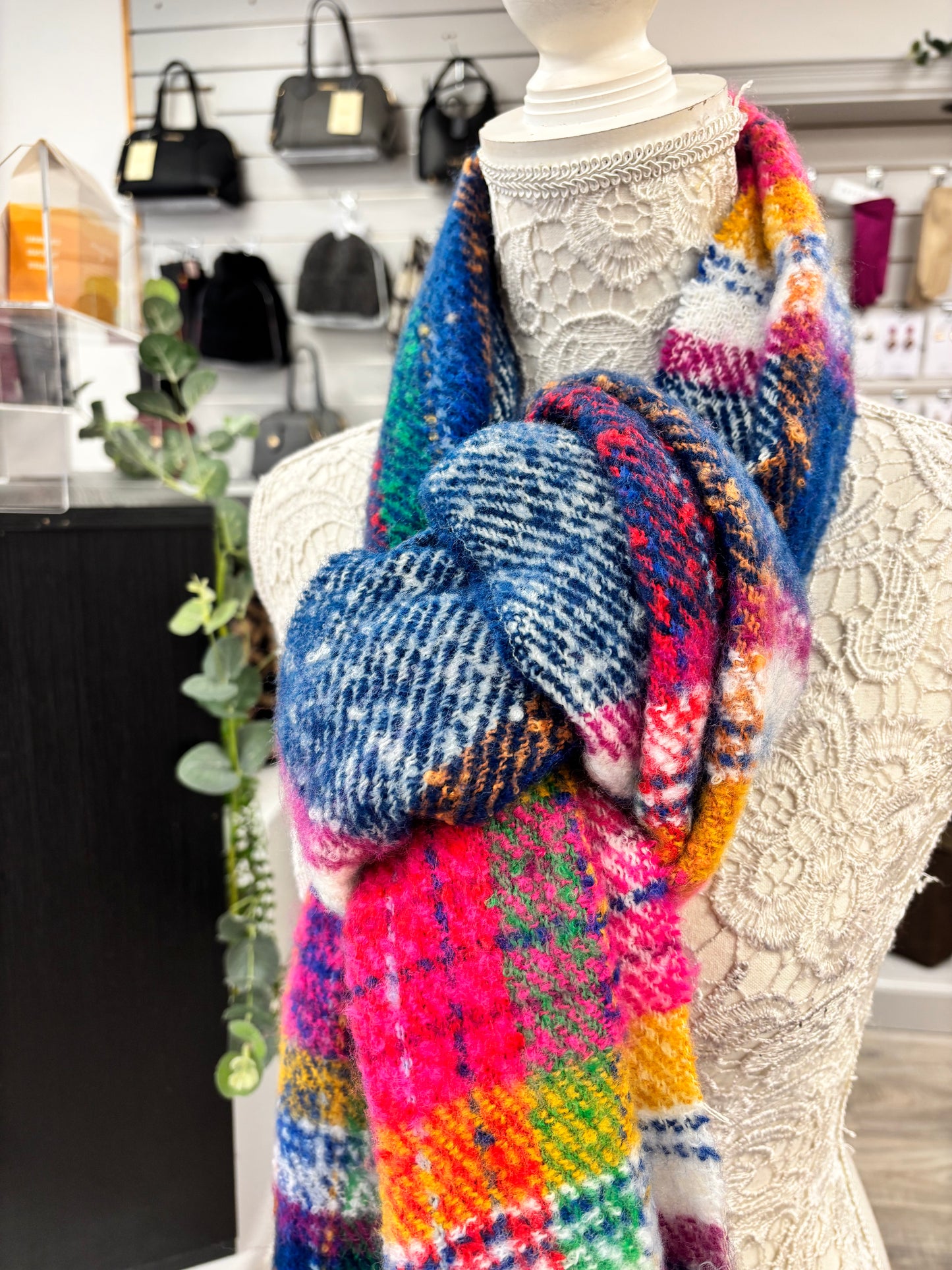 Holly bright checked scarf