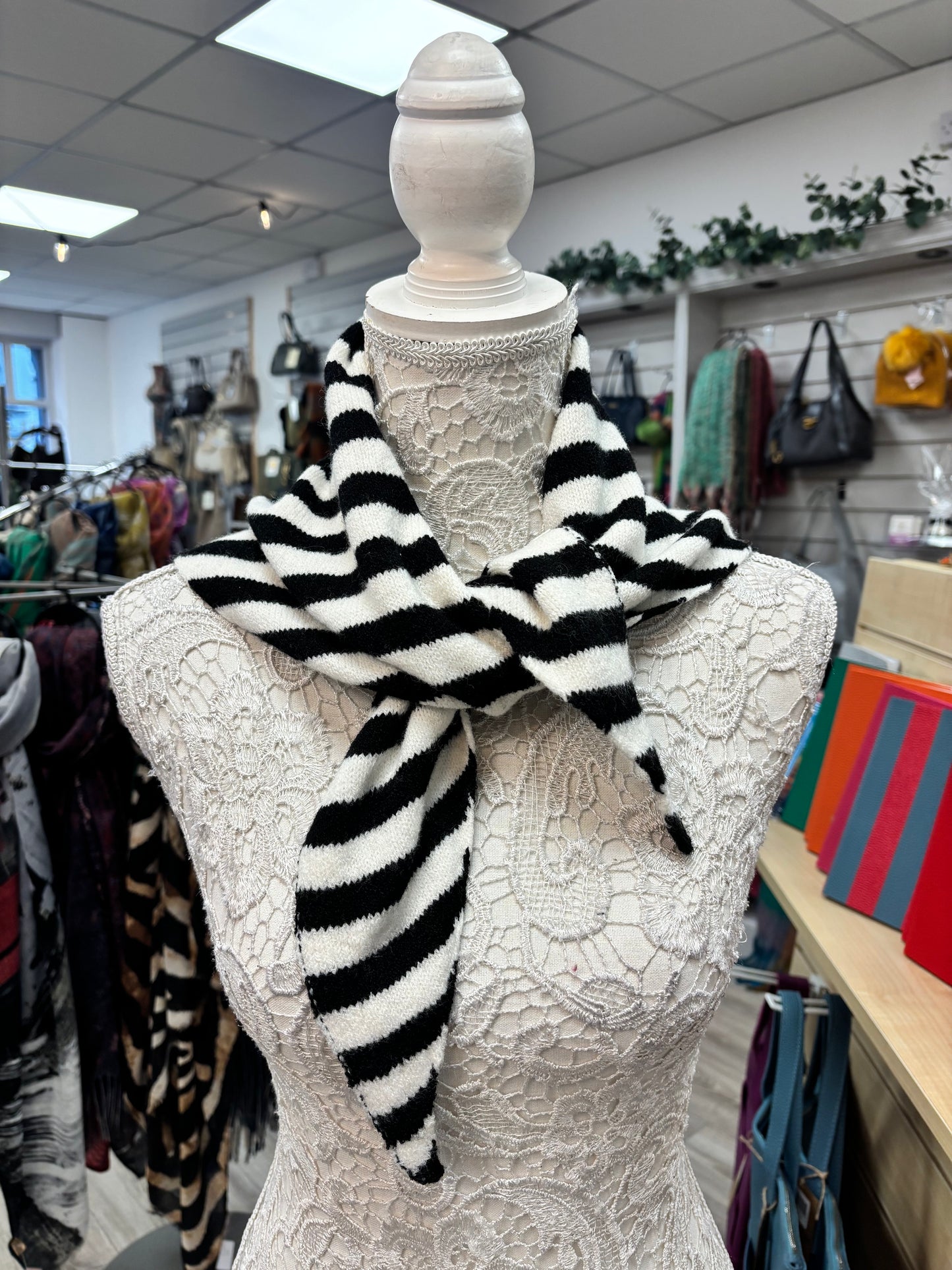 Dahl wool stripe neck scarf