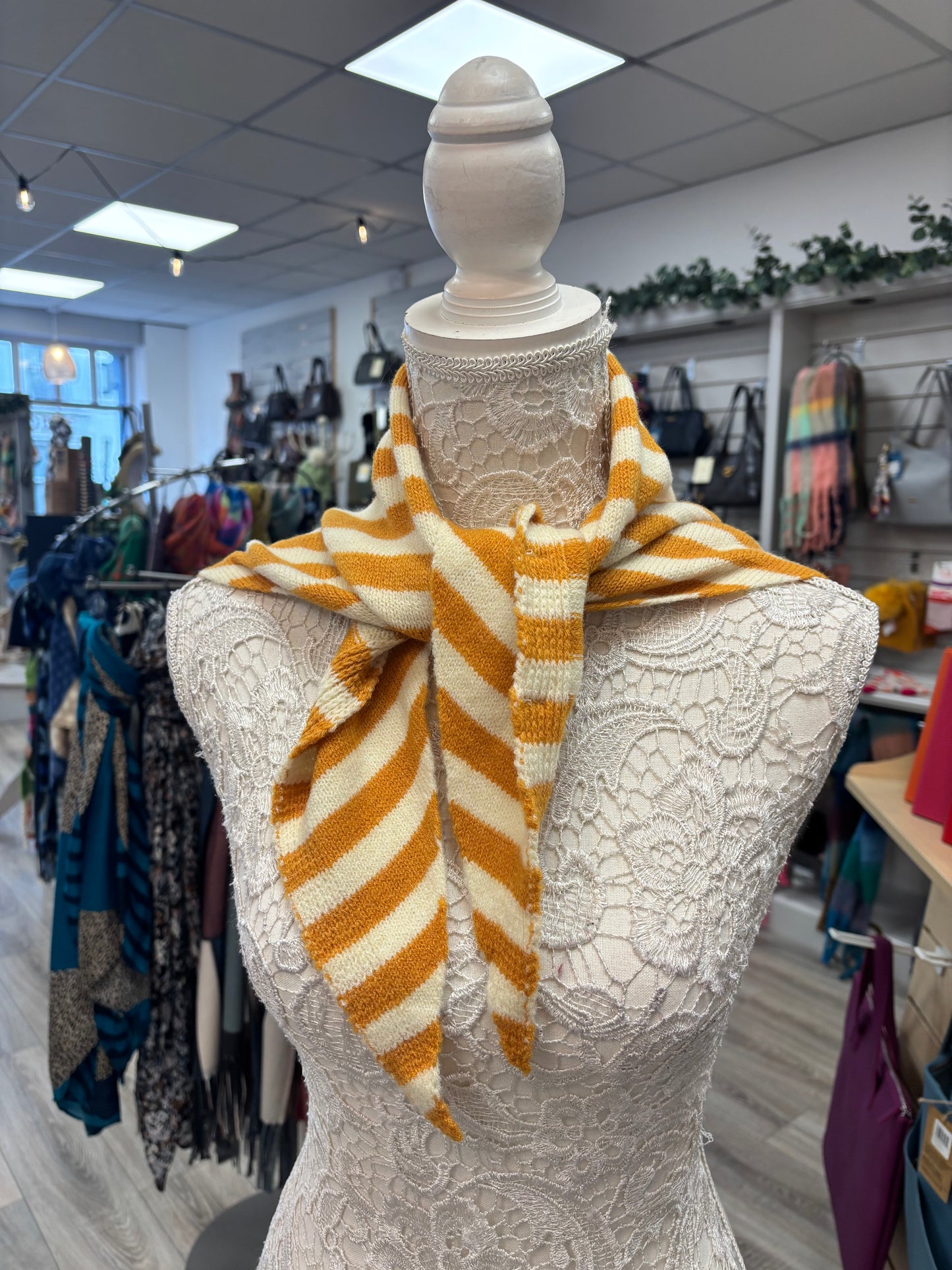 Dahl wool stripe neck scarf