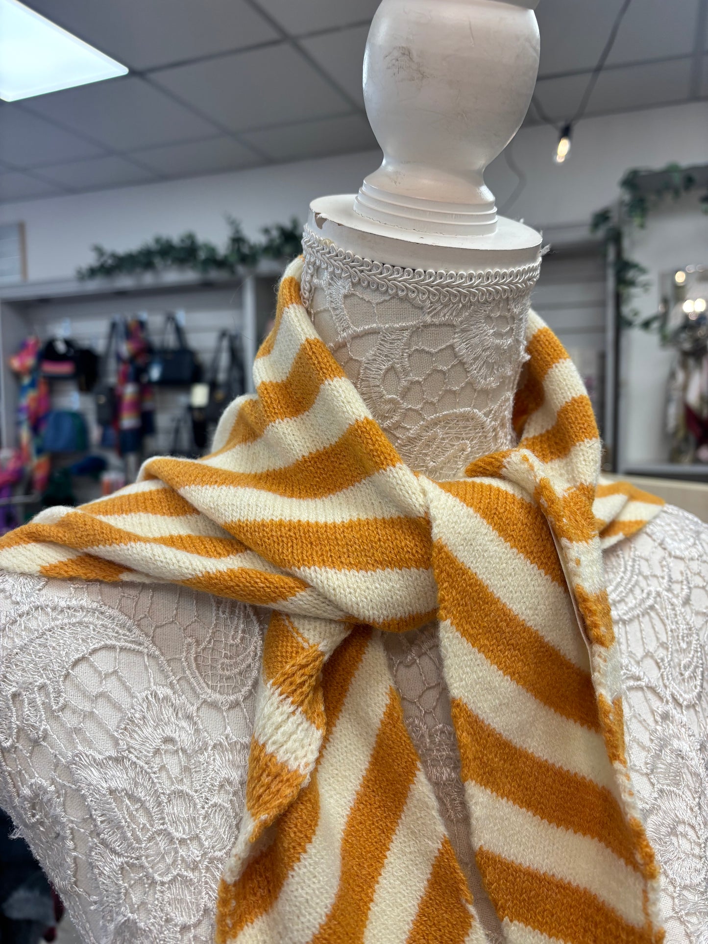 Dahl wool stripe neck scarf