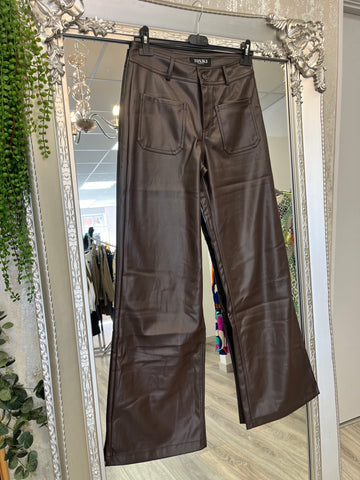 Kaylee wide leg pleather trousers