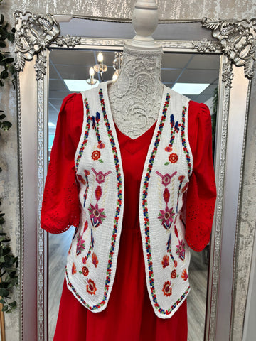 Aubrey Lightweight Waistcoat - White/Multi