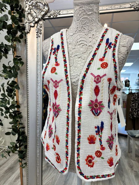 Aubrey Lightweight Waistcoat - White/Multi