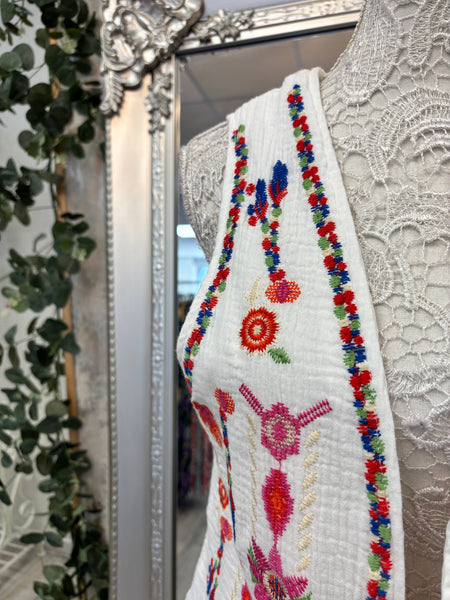 Aubrey Lightweight Waistcoat - White/Multi