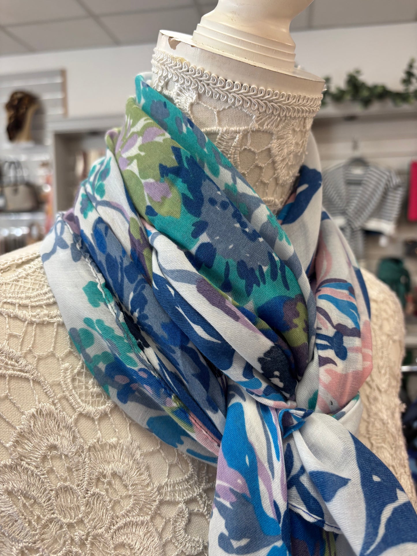 Peony floral print scarf