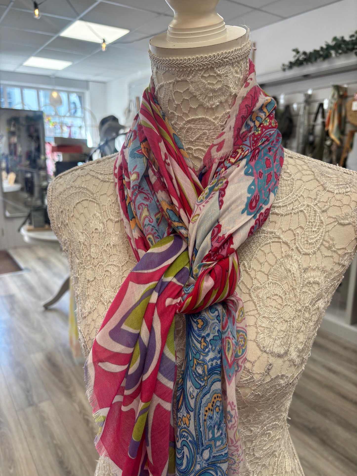 Lena mixed print scarf