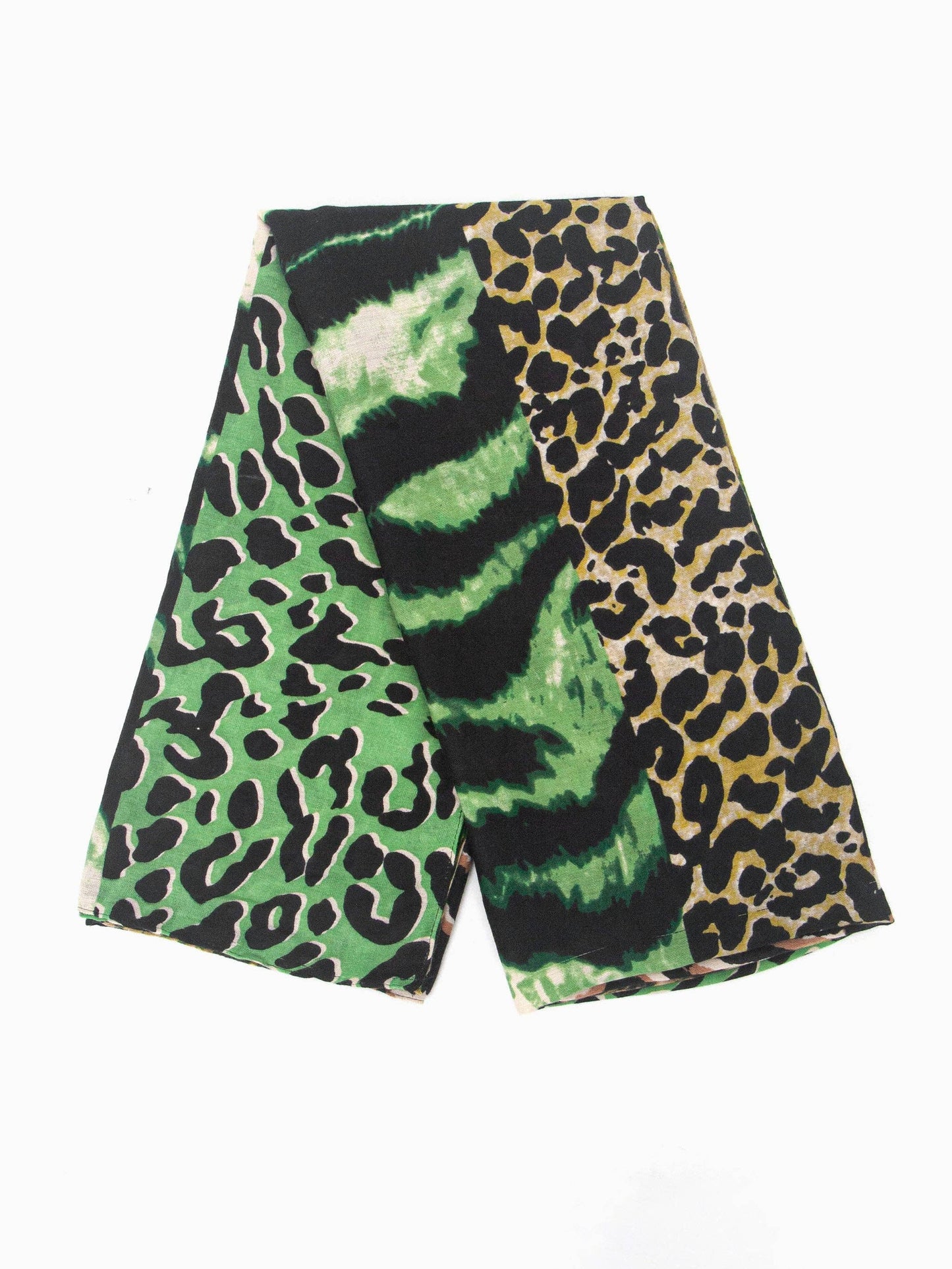Greta Lightweight Scarf - Green, Animal