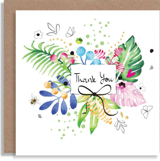 Thank You Floral Birthday - Hand-Finished Card