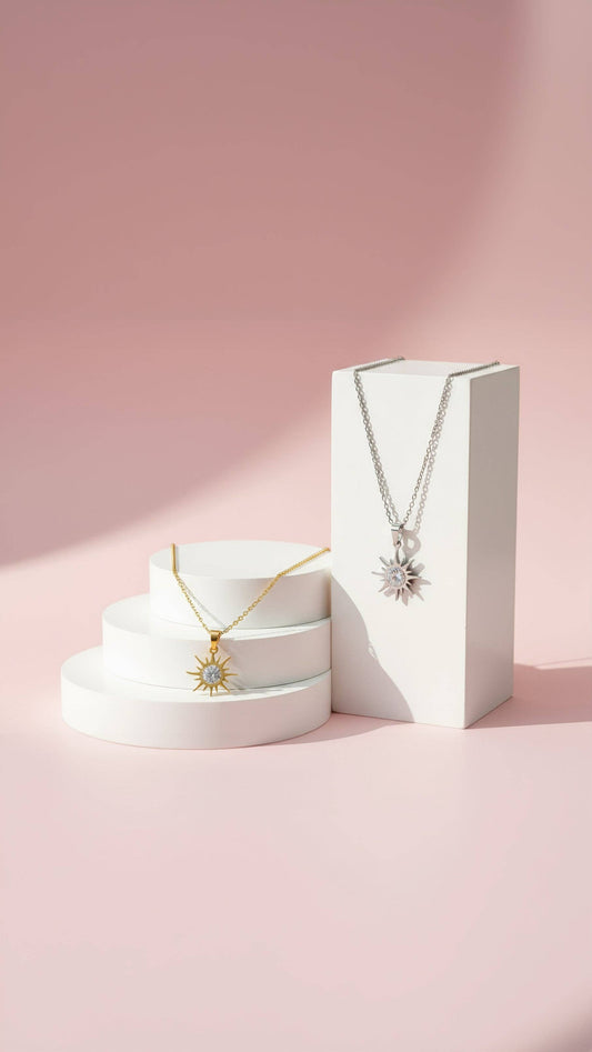 Pavé Crystal Sun Pendant Necklace