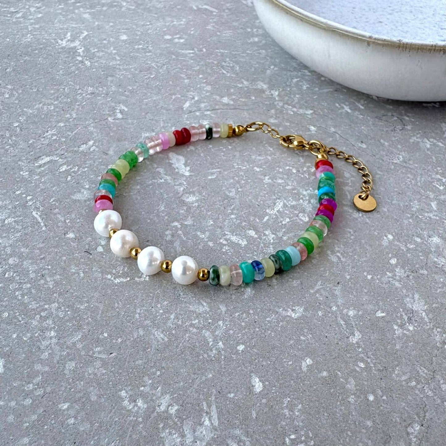 Pearl and Multi Colour Beaded Bracelet