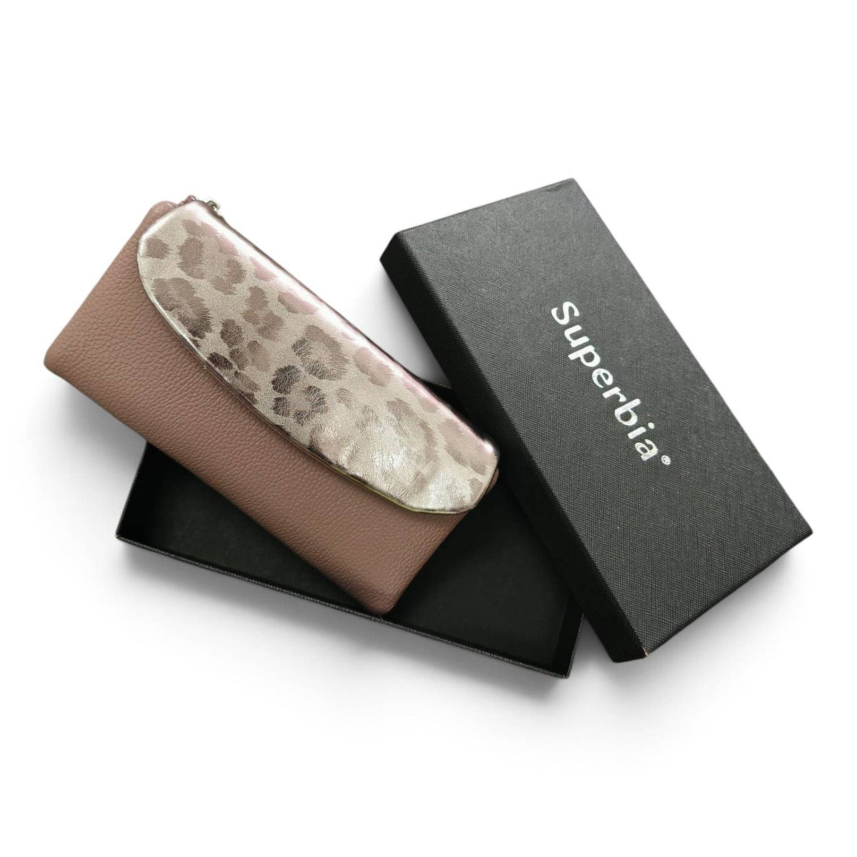 Nora Soft Pu Metallic Leopard Print Long Purse Gift Box