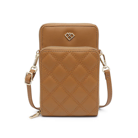 Zani Quilted Pattern Two Zipped Sections Phone Bag/Purse