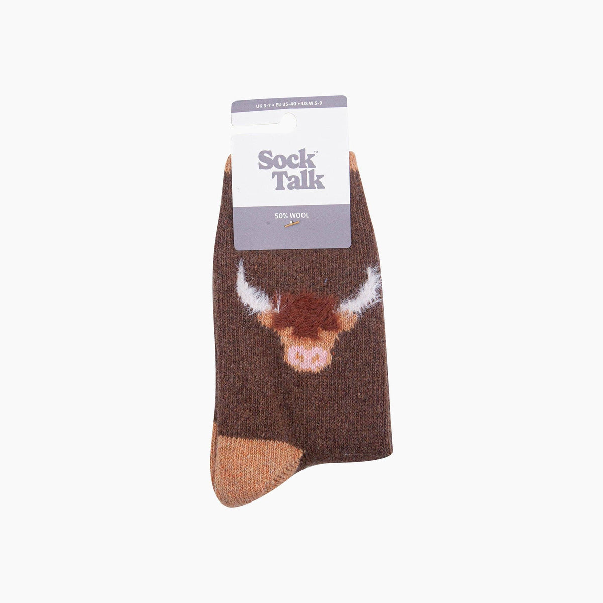 Highland Cow Wool Fluffy Element Socks in Brown