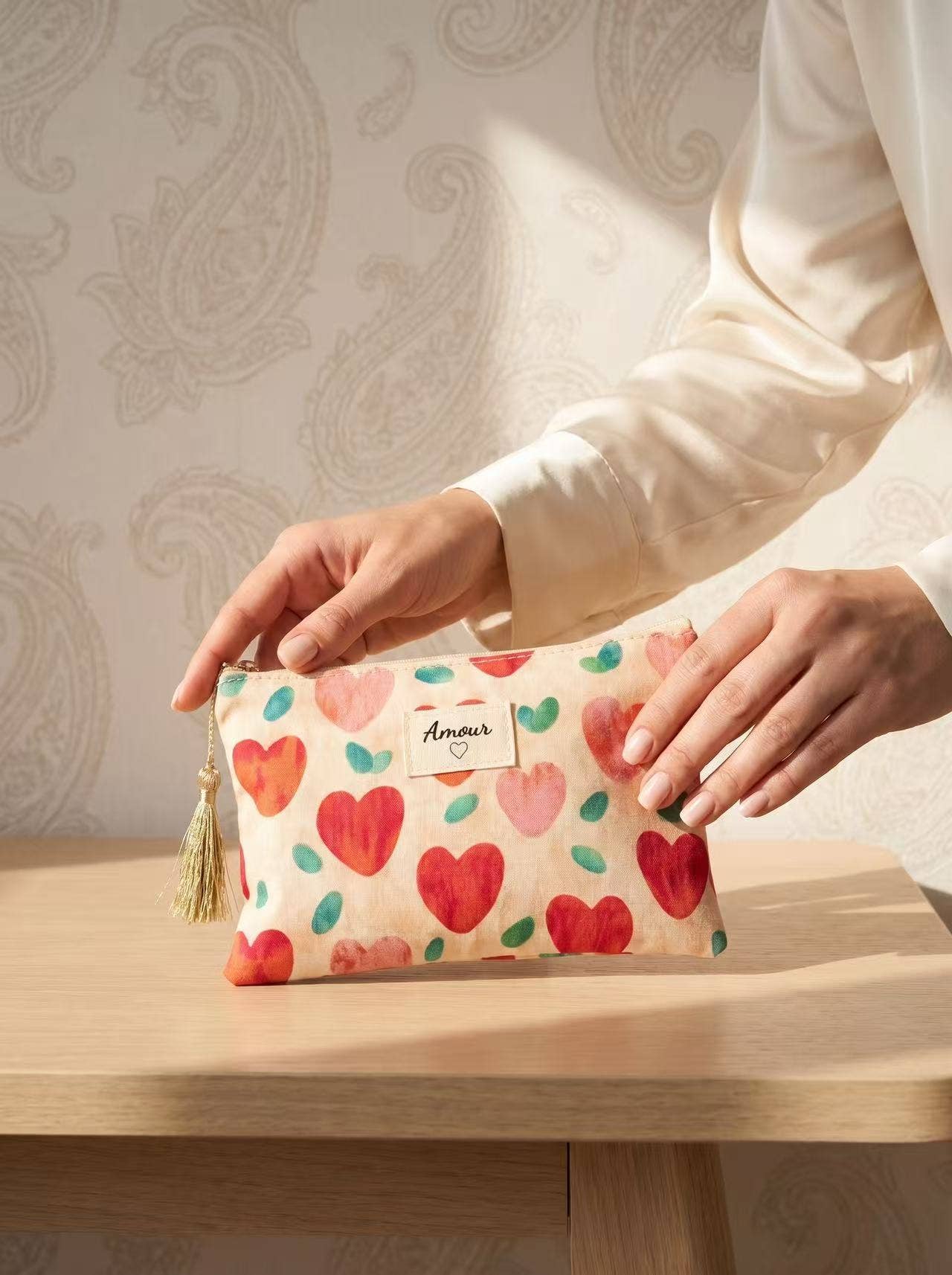Amour cotton pouches 14x20 cm,