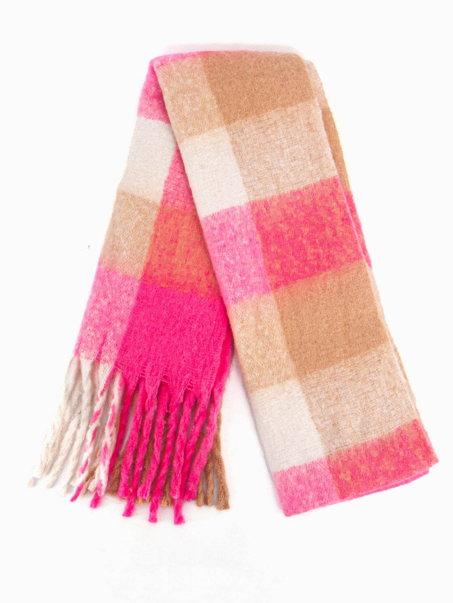 Allie Heavyweight Scarf - Pink, Square Colour Block