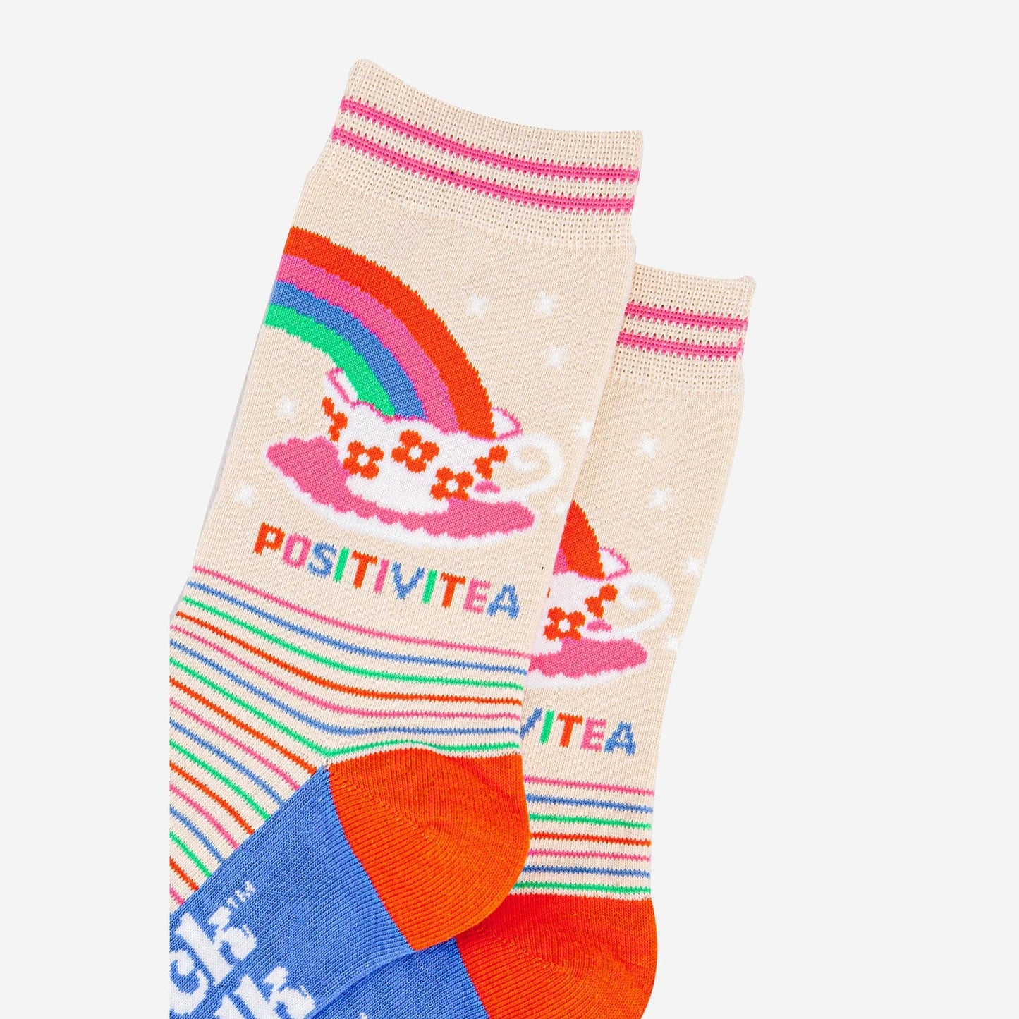 Women's Combed Cotton Ankle Socks- Cream, Positivitea