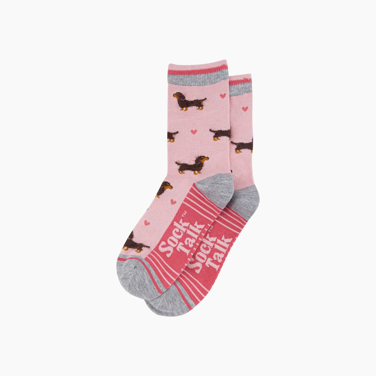 Sausage Dogs Hearts Fluffy Bamboo Socks in Pink