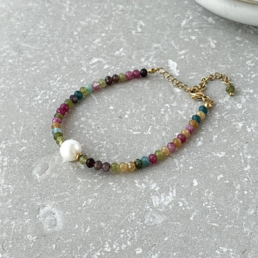 Tulla Tarnish Resistant Multi Colour and Pearl Beaded Bracelet