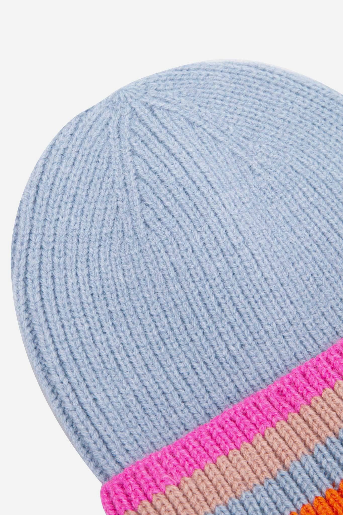 Delta Light Blue Rainbow Stripe Beanie Hat