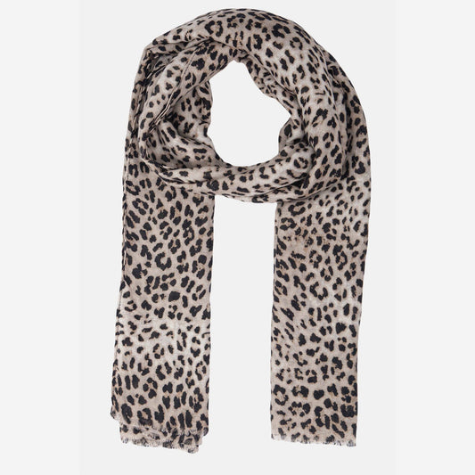 Miley White Leopard Lightweight Scarf